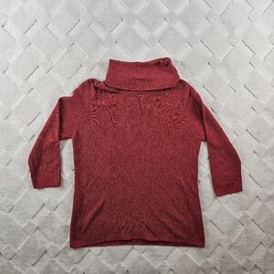Double D Ranch Red Cowl Neck Sweater Womens Small Pull Over Linen Blend